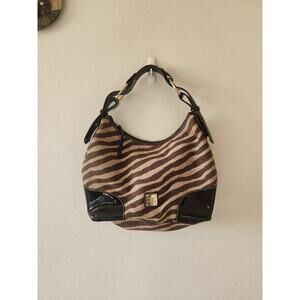 DOONEY & BOURKE Brown NIKKI ZEBRA Animal Print Medium Hobo Handbag K8796337